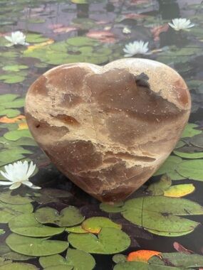 Black Opal Crystal Heart in Polished Heart Stone Trinket Box